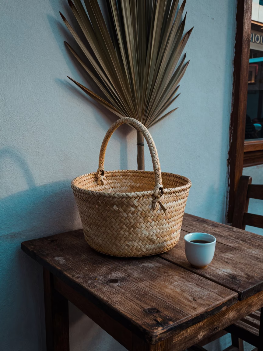 Woven Straw Basket in Izmir in in Izmir, Turkey