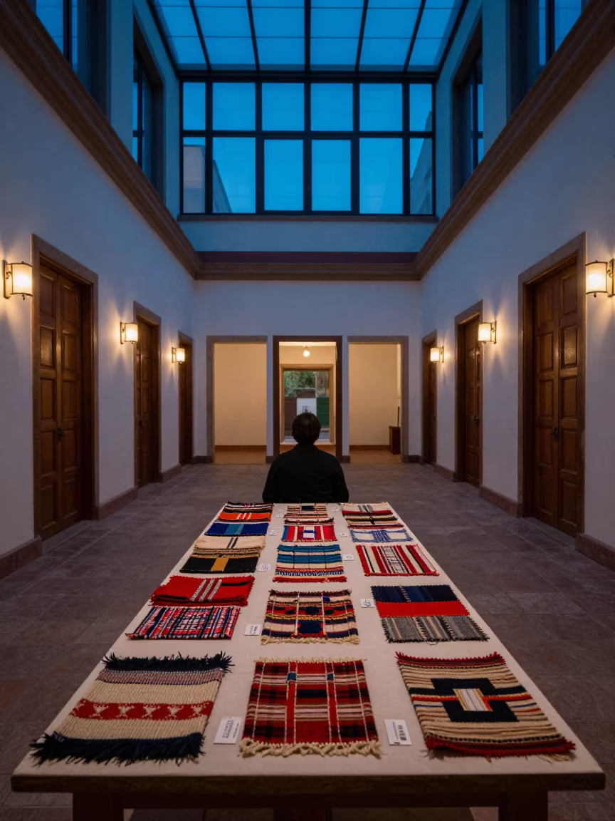 Woven Textile Display in Guadalupe Alcove in in a ceremonial alcove in Guadalupe