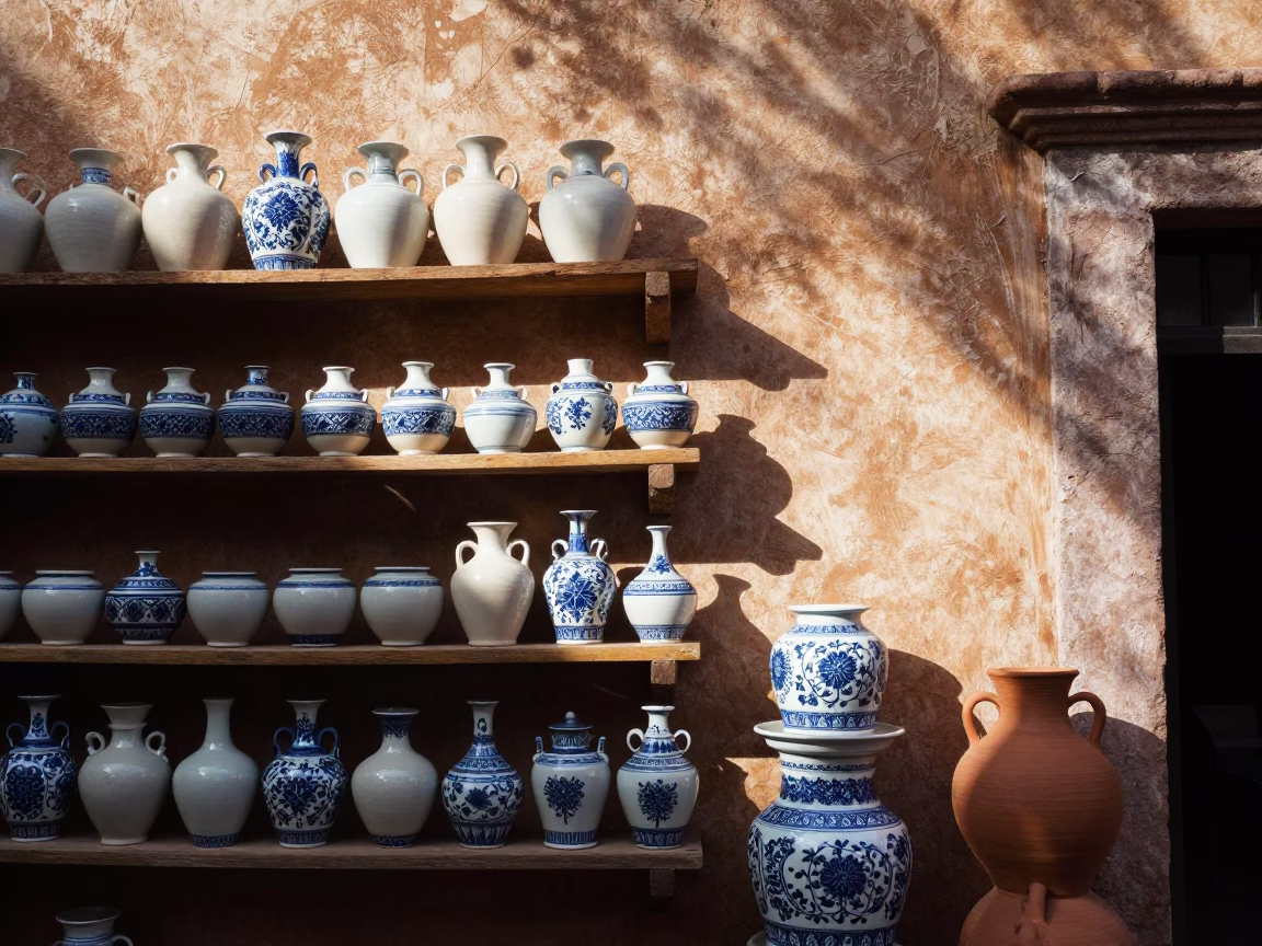 Woven Textiles in Guadalajara at As First Light Reaches The Scene in in Guadalajara, Mexico