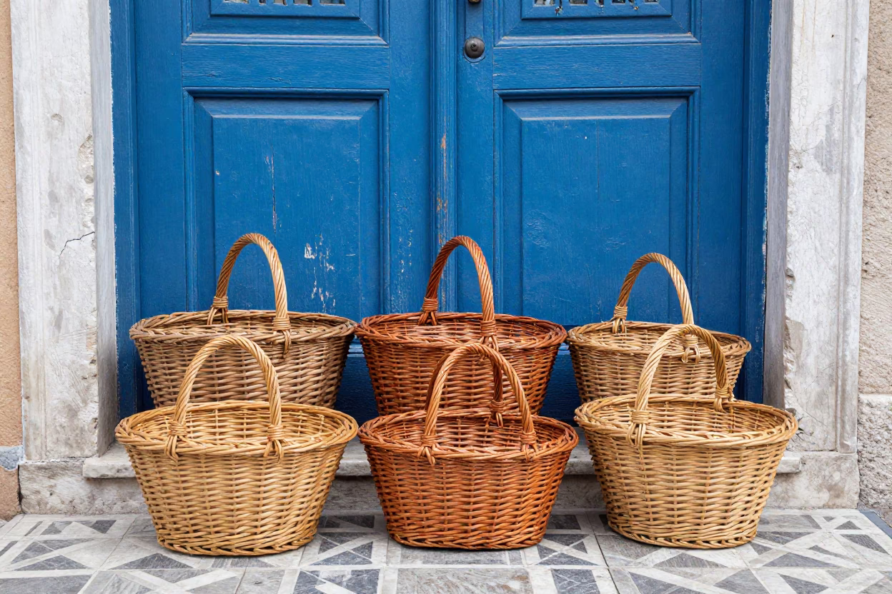 Woven Wicker Baskets in Istanbul in in Istanbul, Turkey