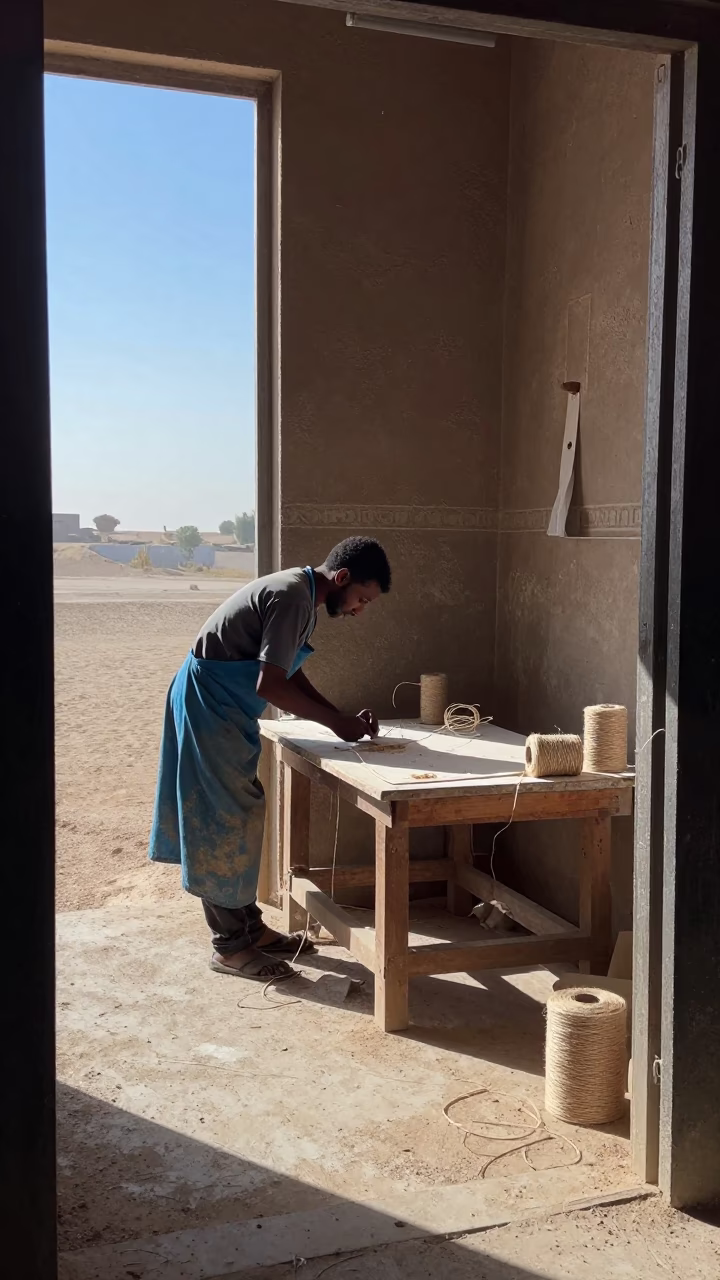 Wrapping Twine in Luxor in in Luxor, Egypt
