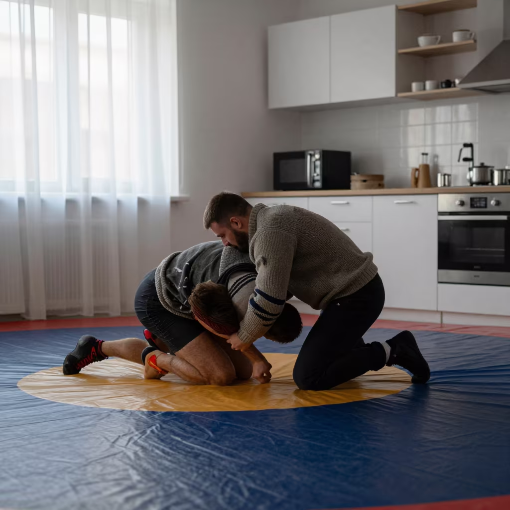 Wrestler Collar Tie in Tychy Kitchen Light in in a kitchen in Tychy