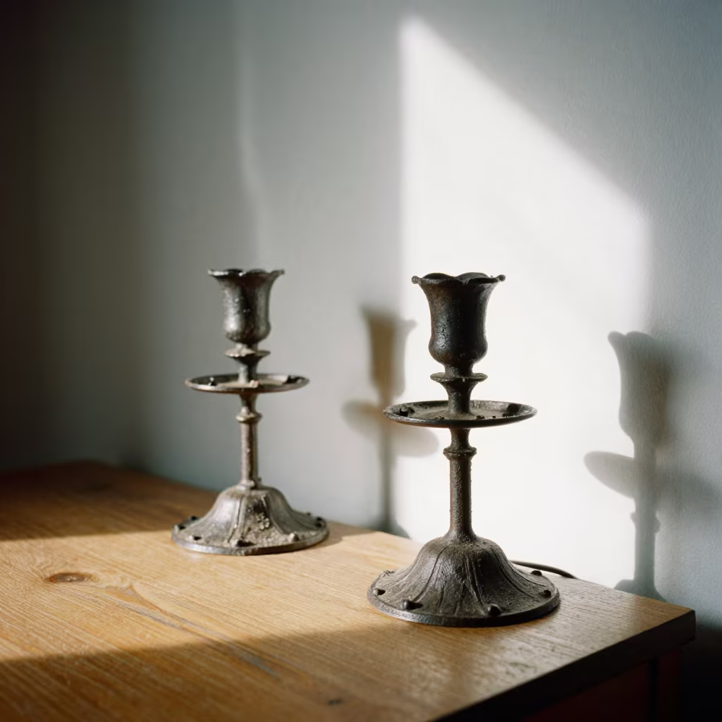 Wrought Iron Sconces on Cottbus Desk in on a writing desk in Cottbus