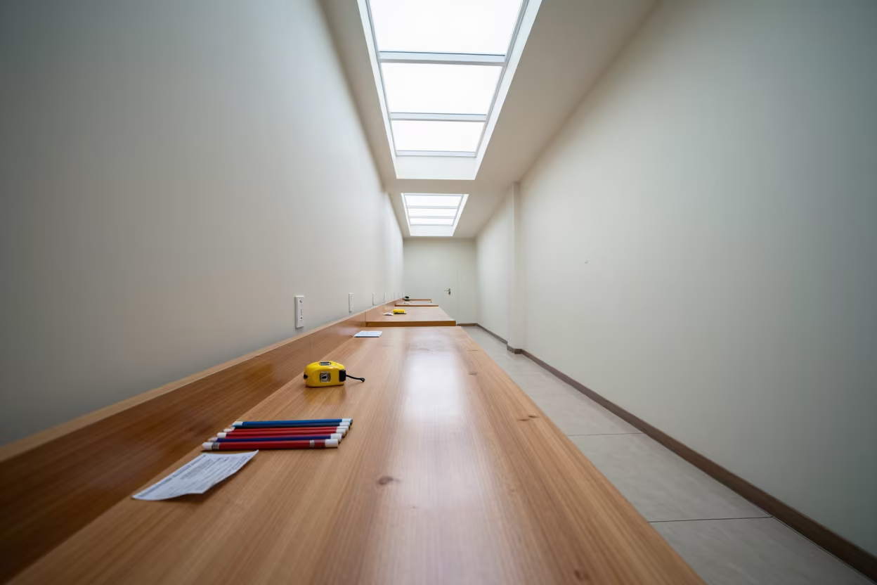 Xining Alterations Counter with Tools Before Closing in inside a fitting room corridor in Xining