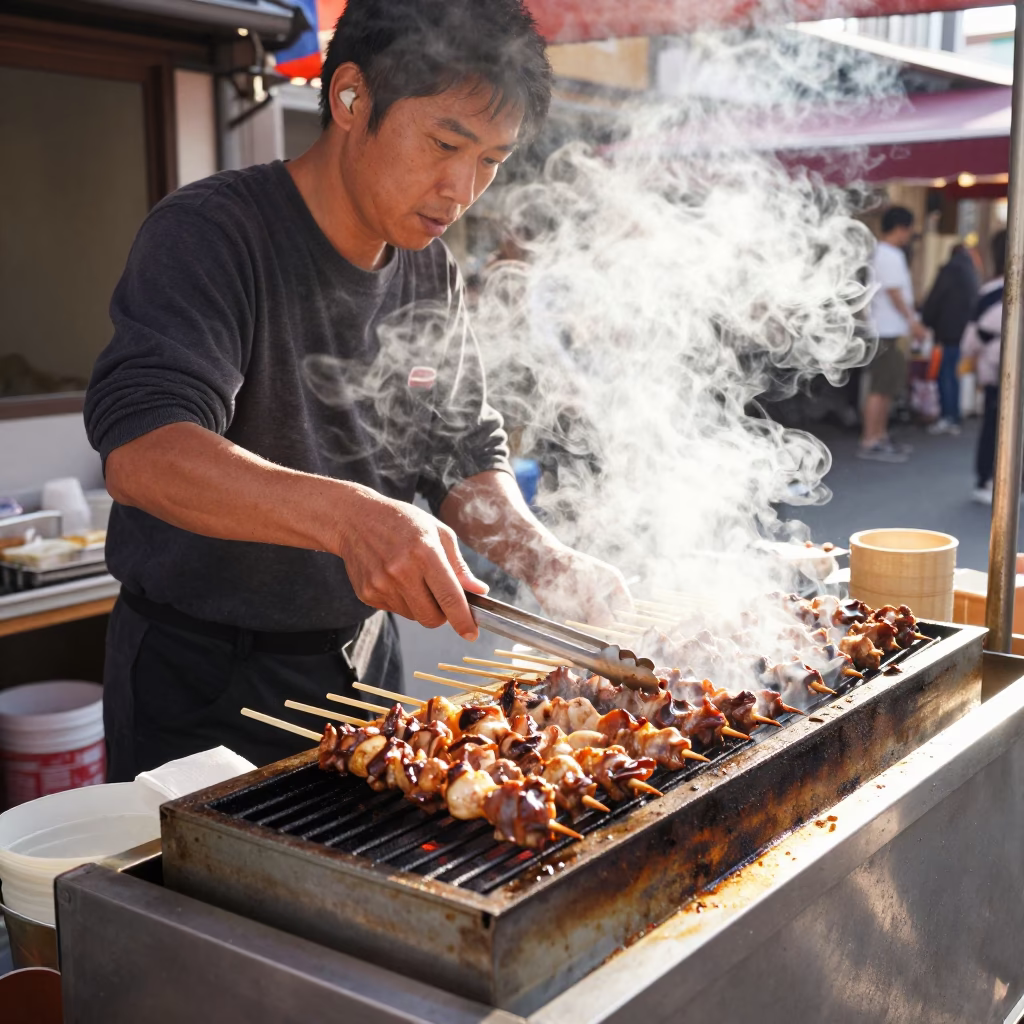 Yakitori Skewers in Fukuoka in in Fukuoka, Japan
