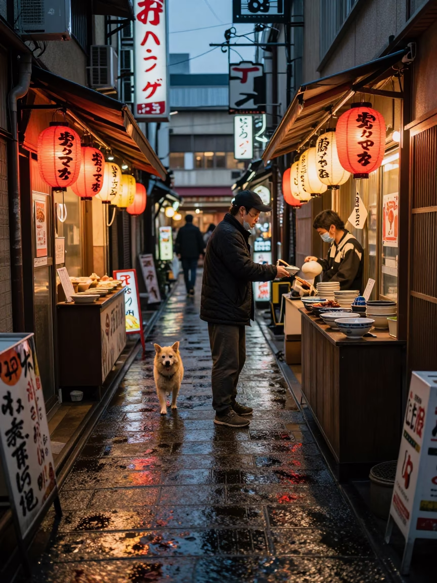 Yakitori Vendor in Osaka in in Osaka, Japan
