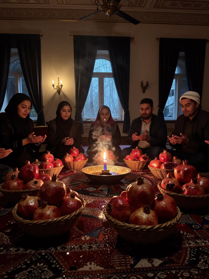 Yalda Night Pomegranates in Victoria Hall in in a ceremonial hall in Victoria