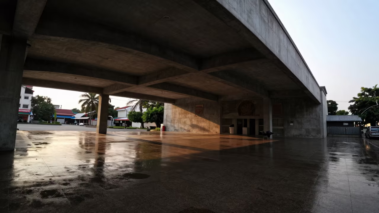 Yangon Vestibule Evening Shadows Skylit Passage in inside a skylit passageway near Chinatown, Yangon