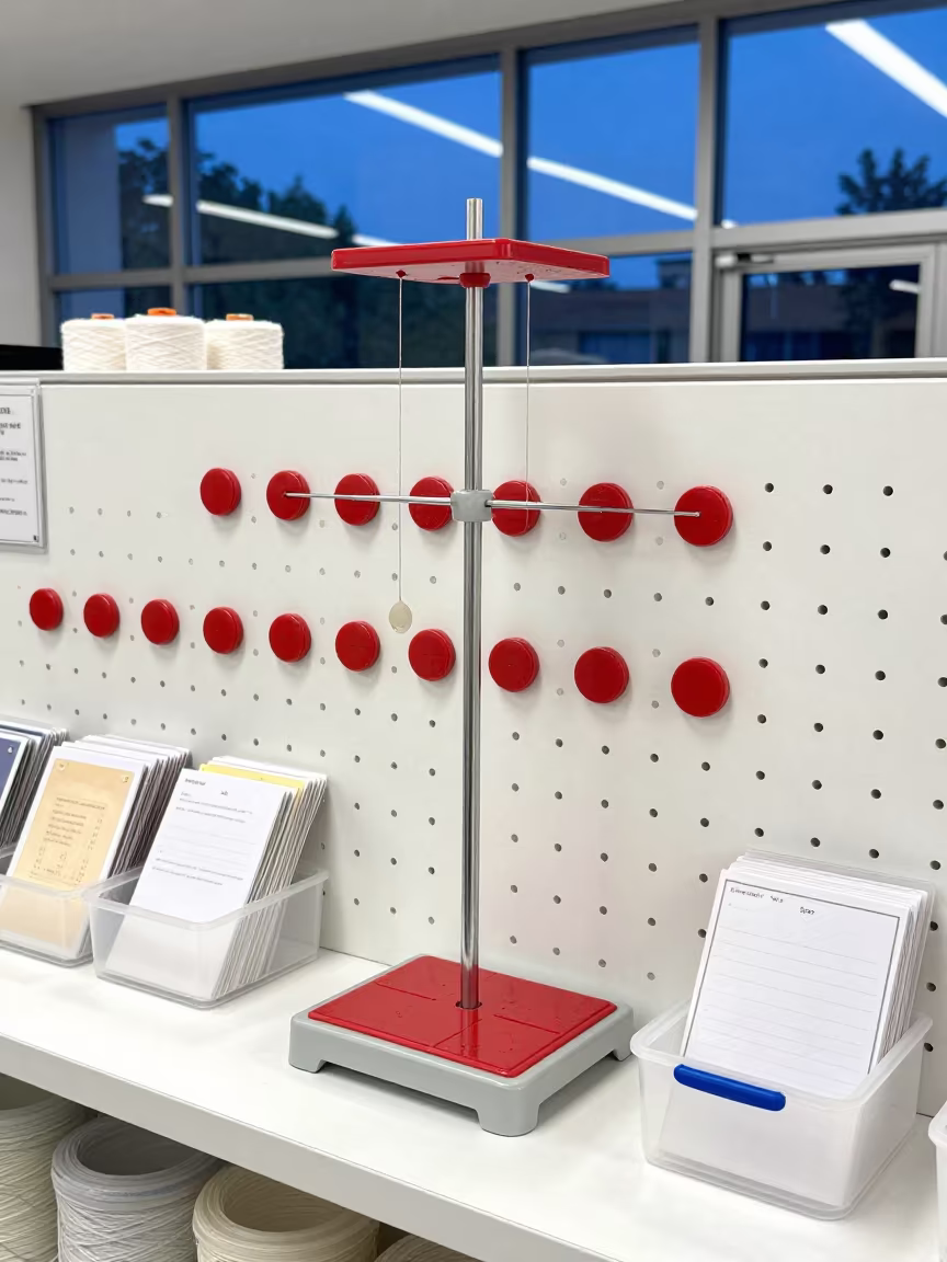 Yarn Spindle Stand in Hague Store at Blue Hour in inside a storefront prepared for opening in The Hague