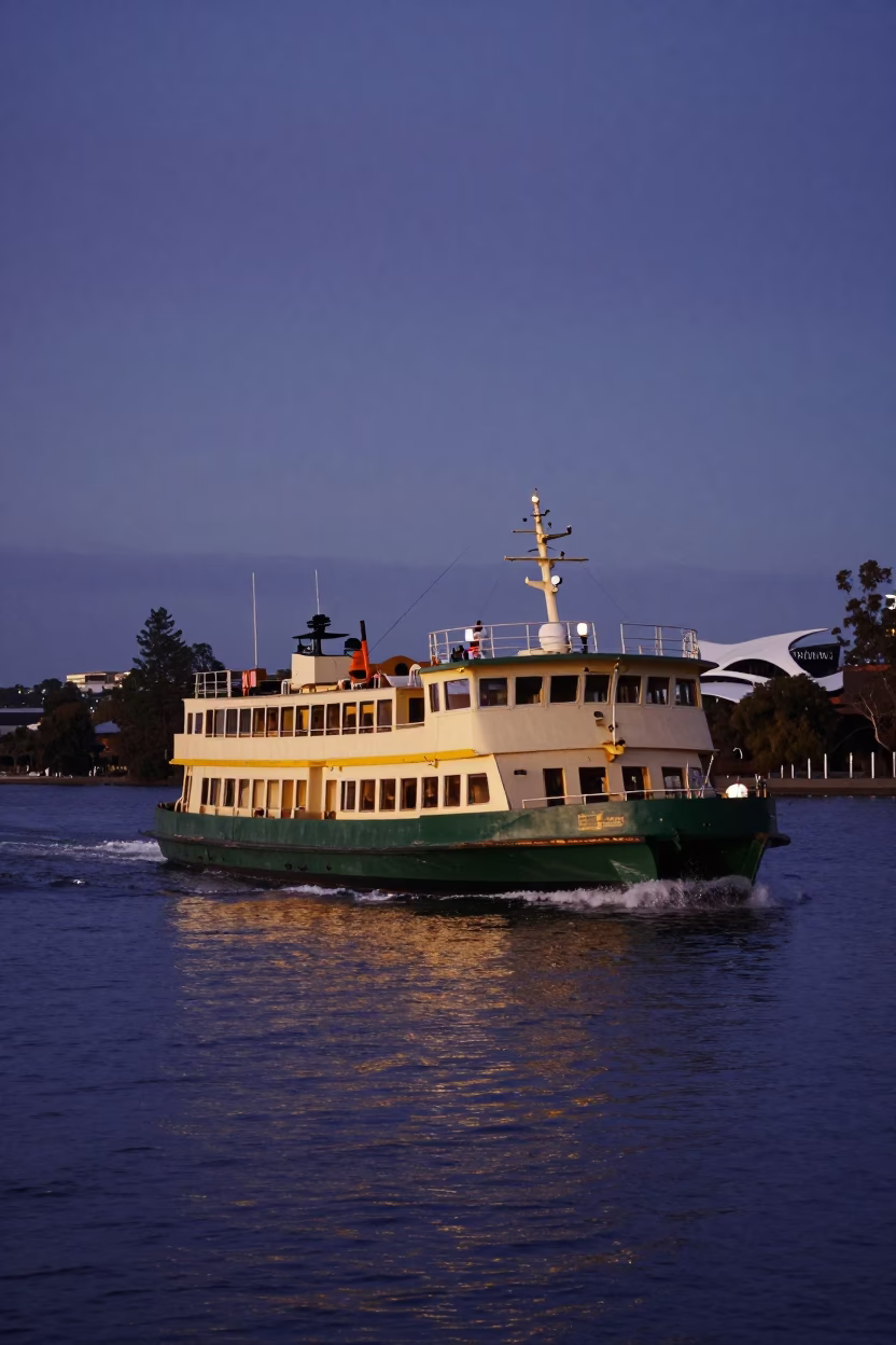 Yarra River Ferry Departure at Nautical Dawn in Melbourne Victoria Australia in in Melbourne, Victoria, Australia