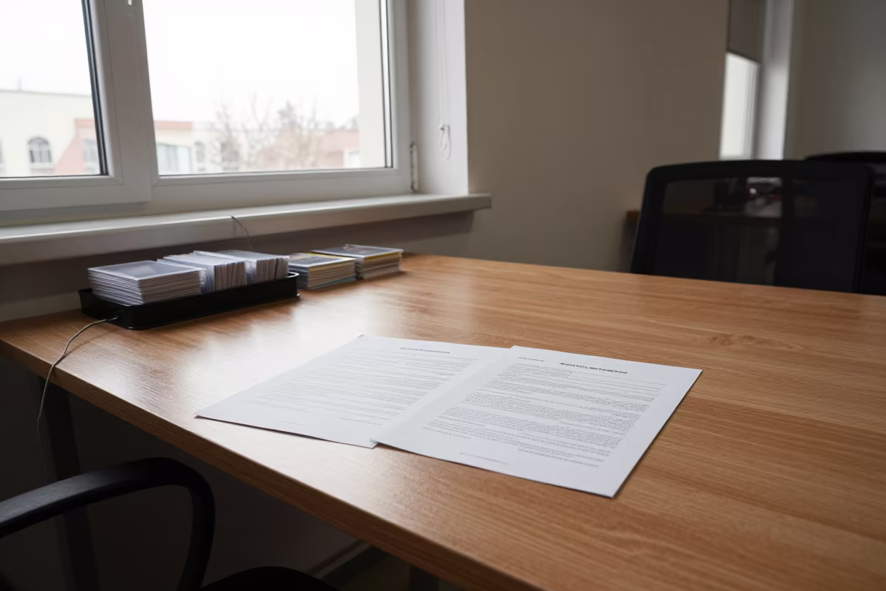 Yazd Office Contract Review with Winter Light in inside an open-plan office bay in Yazd