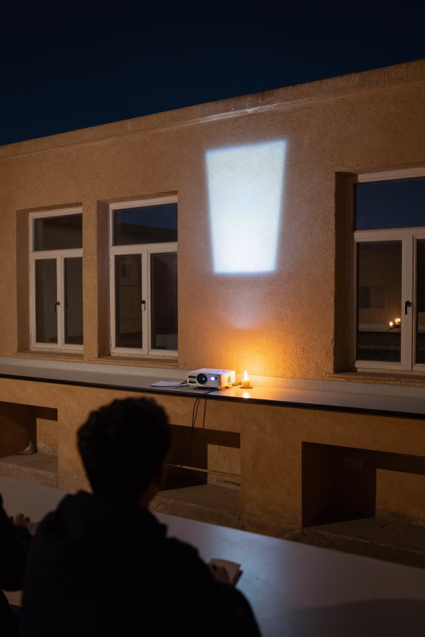 Yazd School Classroom Wall Night Study in in a school laboratory in Yazd