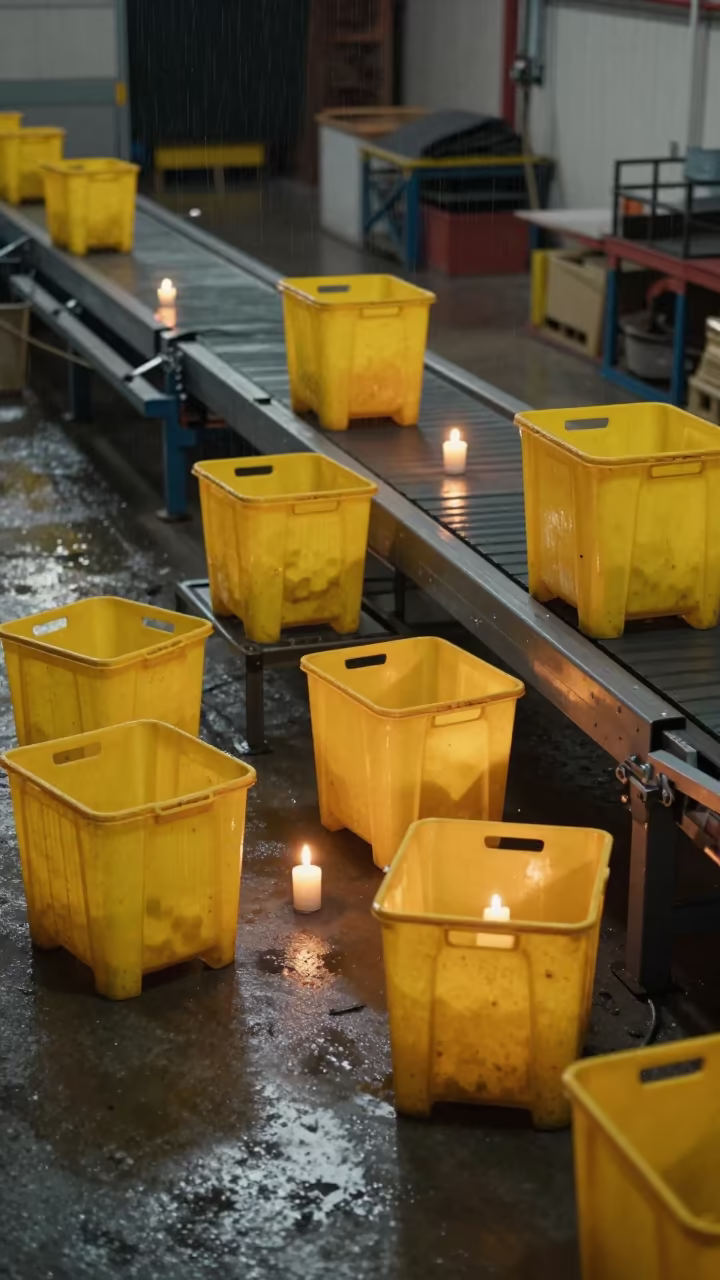 Yellow Totes Scattering on Sorting Belt in inside a cross-dock lane near El Tigre
