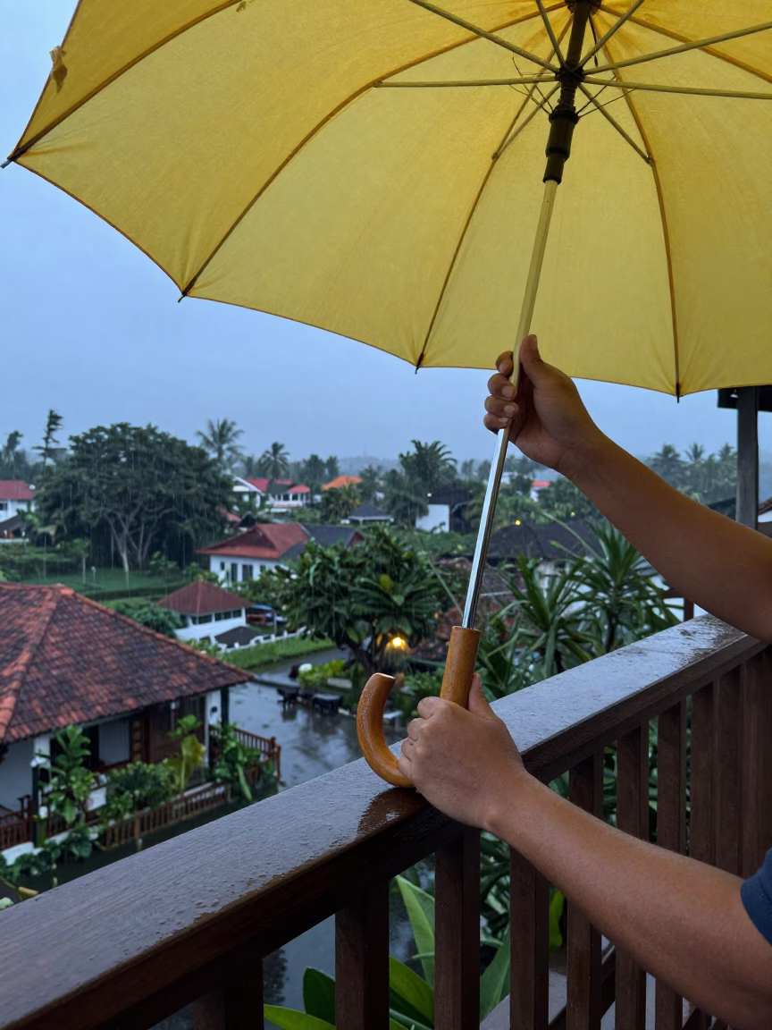 Yellow Umbrella in Denpasar in in Denpasar, Indonesia