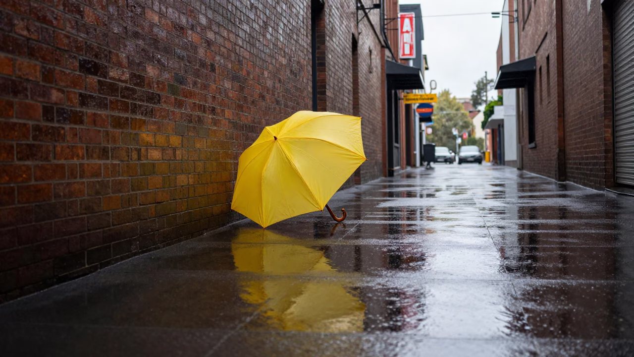 Yellow Umbrella in Melbourne in in Melbourne, Victoria, Australia