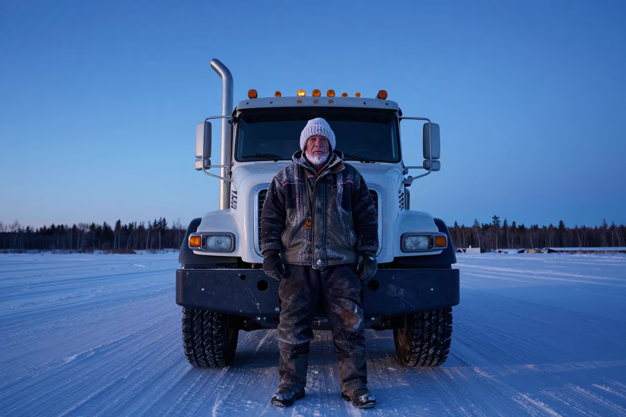 Yellowknife Trucker Portrait Winter Evening in in Yellowknife