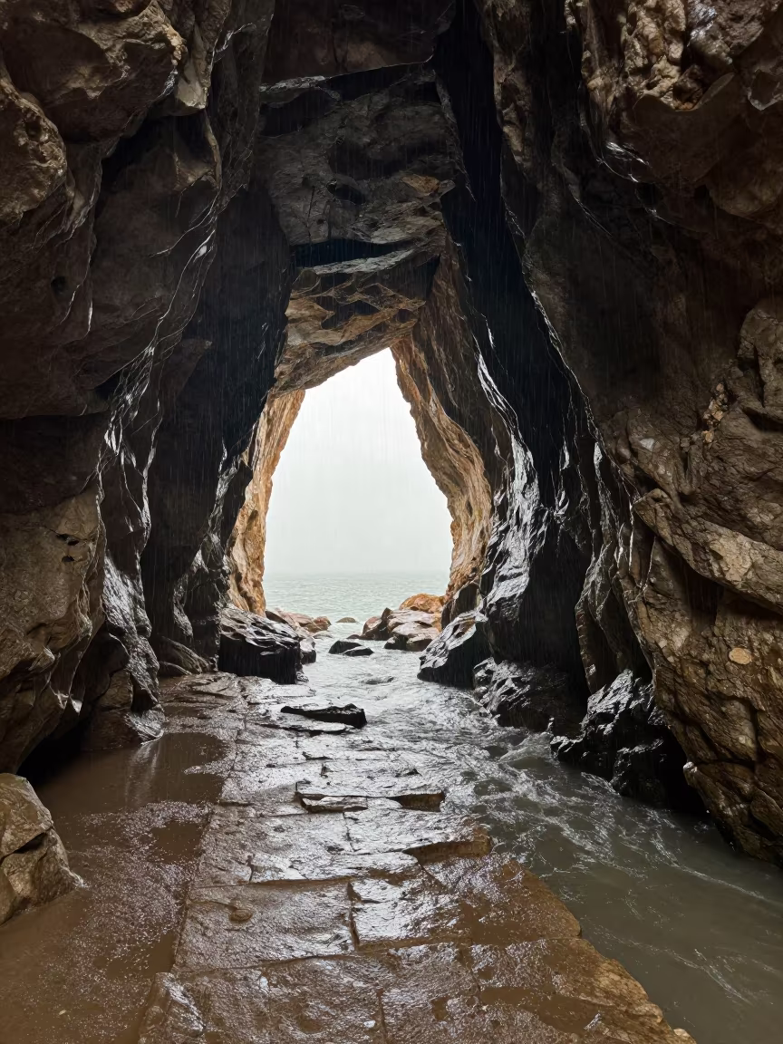 Yemen Limestone Cave River Dawn in in Yemen