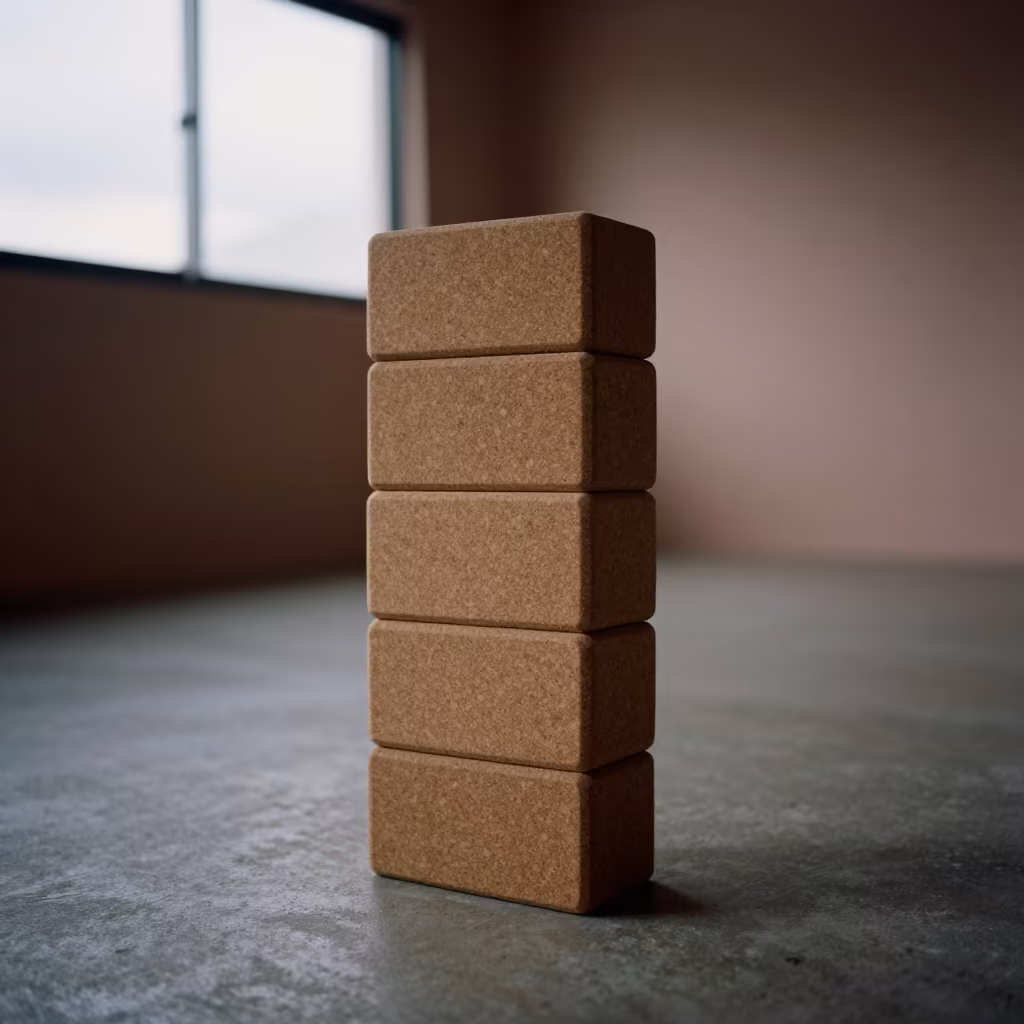 Yoga Block Tower in La Paz Dawn Light in inside a yoga studio before the session begins in Calle Jaen, La Paz