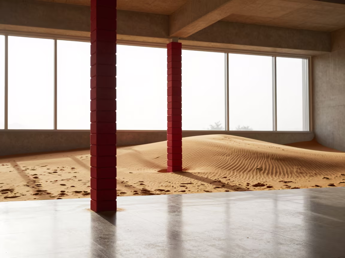 Yoga Block Tower on Sand Dunes in Spin Studio in inside a spin studio under class lights near Kokshetau