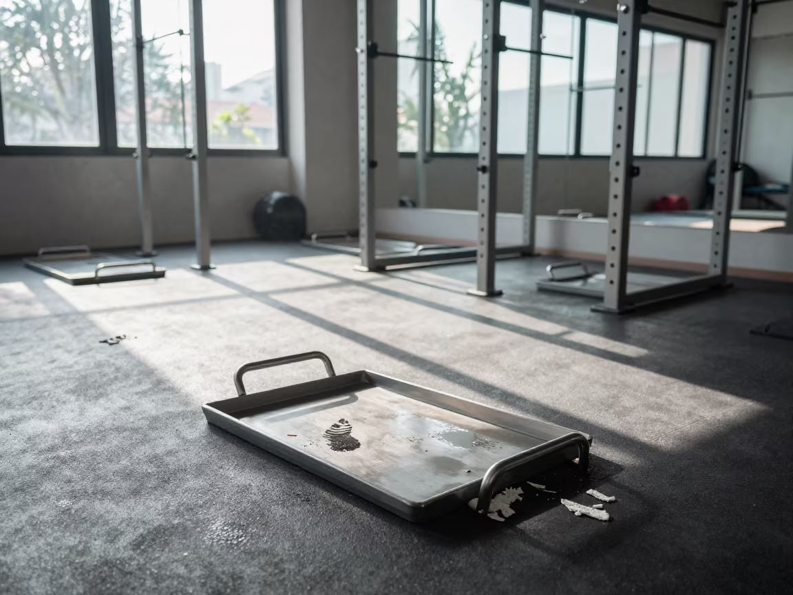 Yoga Studio Lane Ratchet with Footprints Midday in inside a yoga studio before the session begins in Nha Trang