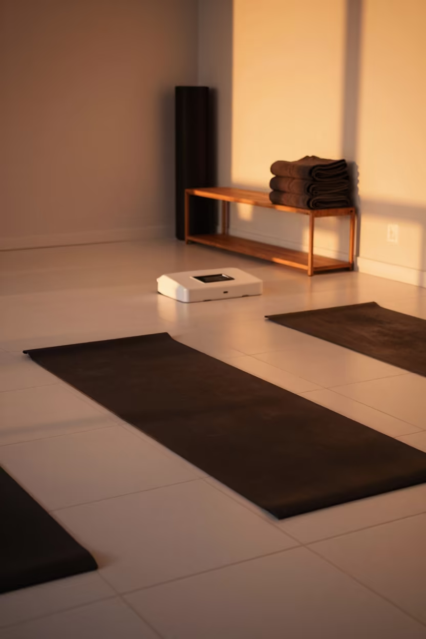 Yoga Studio Wipe Station Before Session Begins in inside a yoga studio before the session begins near Soweto