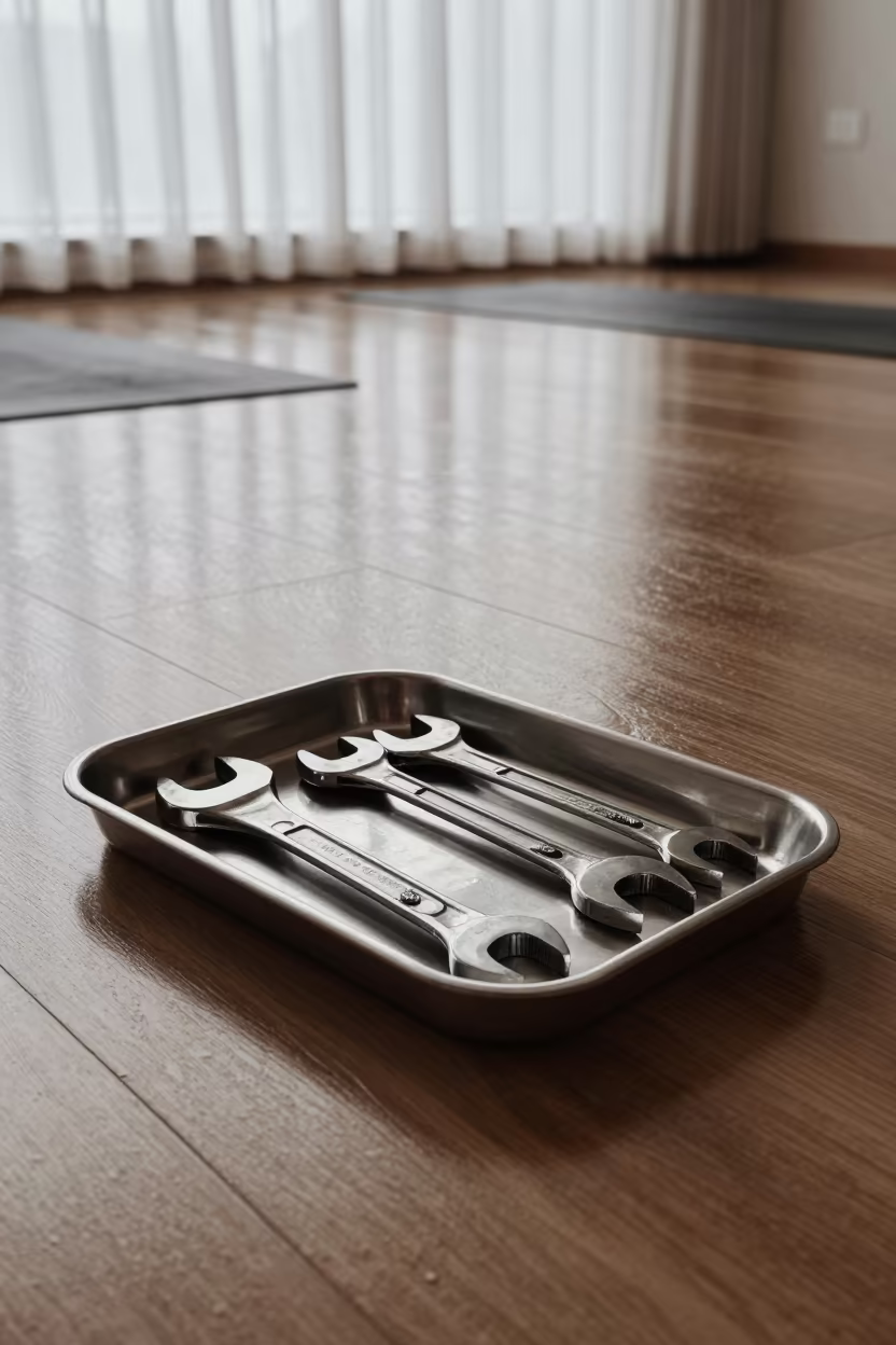 Yoga Studio Wrench Tray Before Class in inside a yoga studio before the session begins near Shenzhen