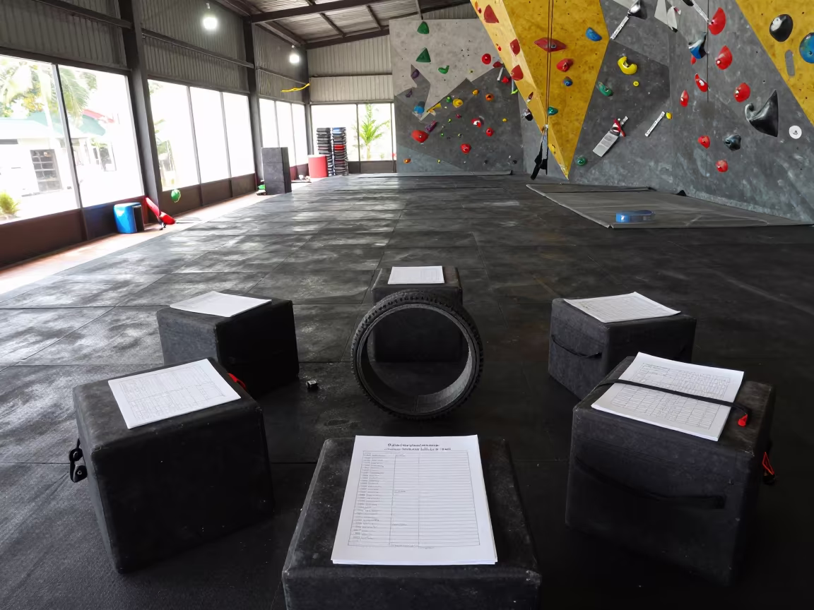 Yoga Wheel Tote in Lombok Gym Warmup Zone in inside a climbing gym warmup zone in Lombok