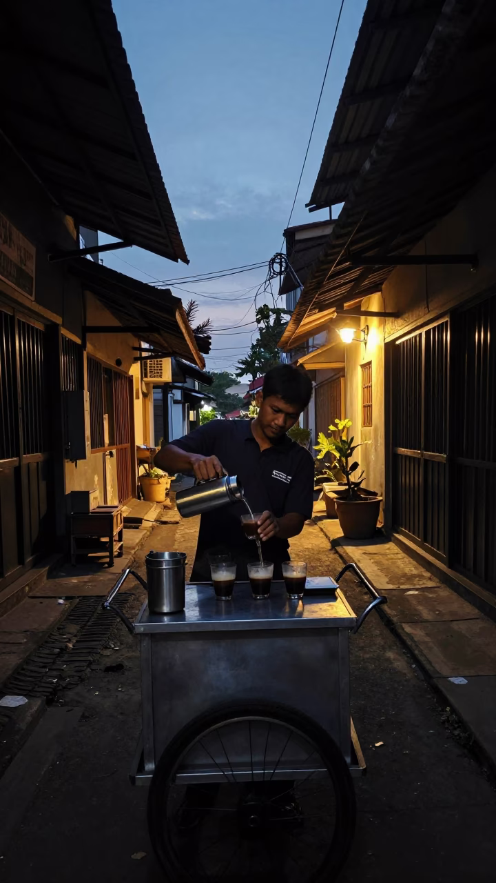 Yogyakarta Before Dawn at The Still Hours Before Dawn Light in in Yogyakarta, Indonesia