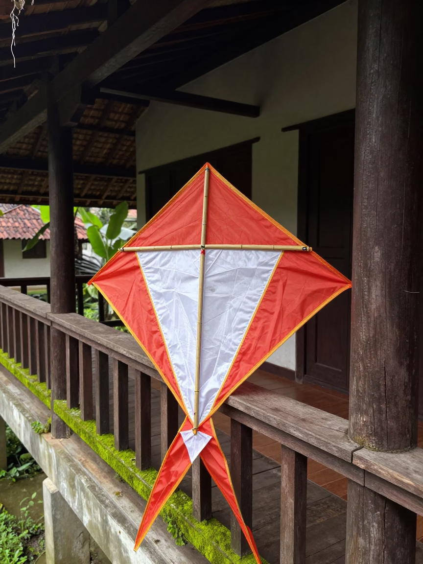 Yogyakarta Red And White Kite in in Yogyakarta, Indonesia