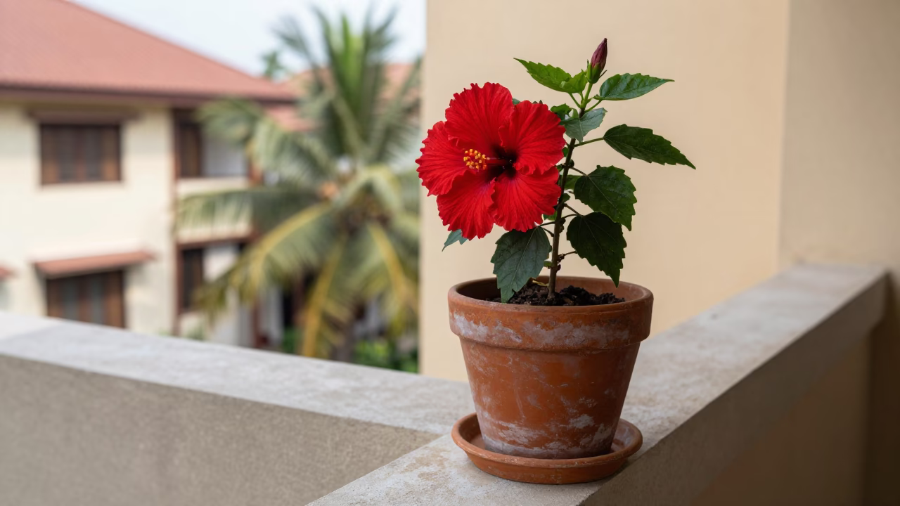 Yogyakarta Red Hibiscus Flower in in Yogyakarta, Indonesia