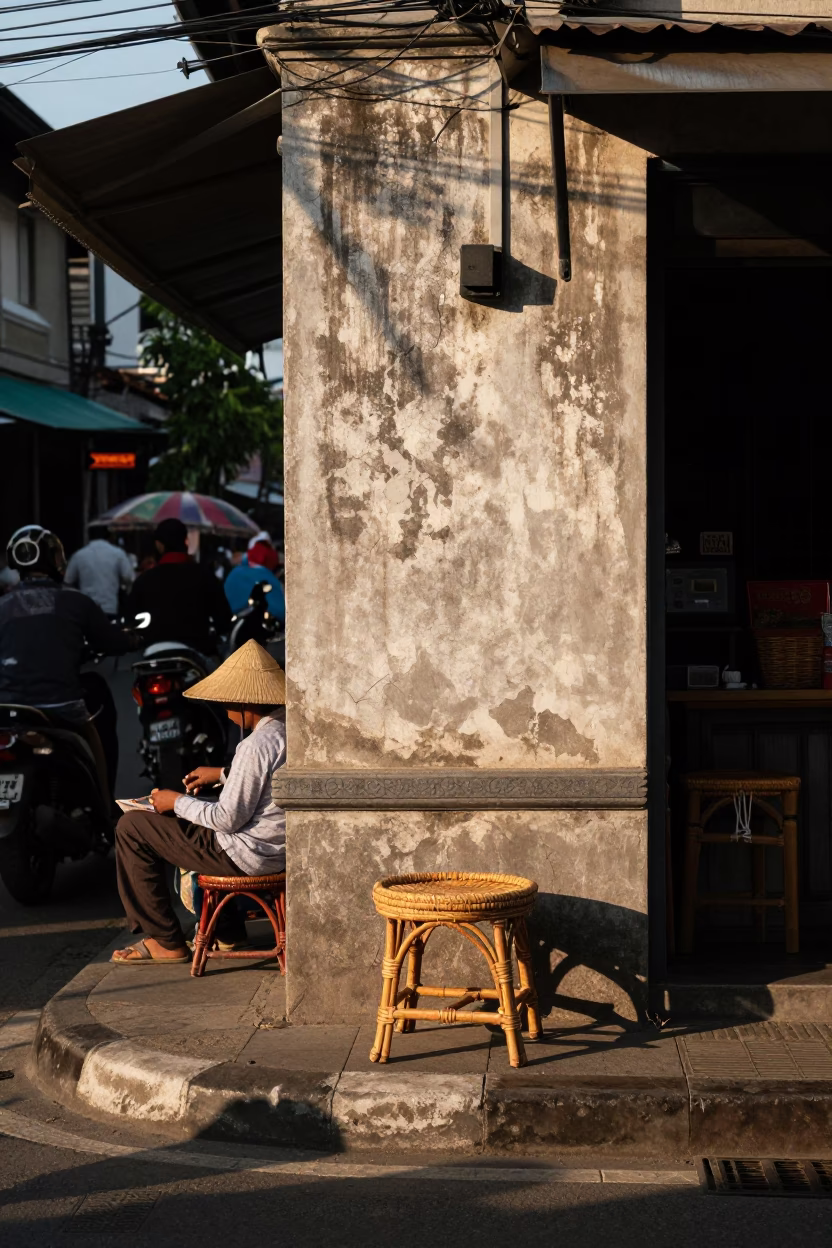Yogyakarta Street Corner at The Early Afternoon Light in in Yogyakarta, Indonesia