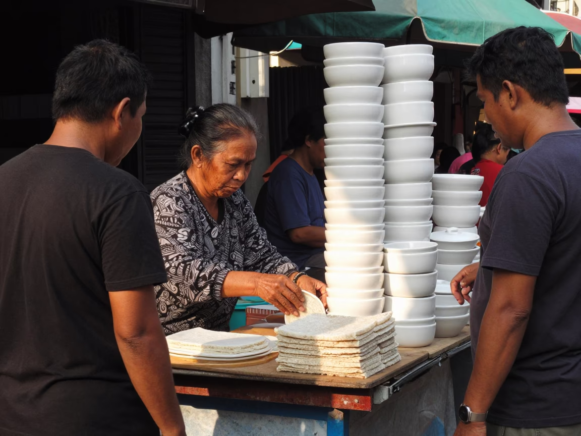 Yogyakarta Street Stall at The Early Afternoon Light in in Yogyakarta, Indonesia