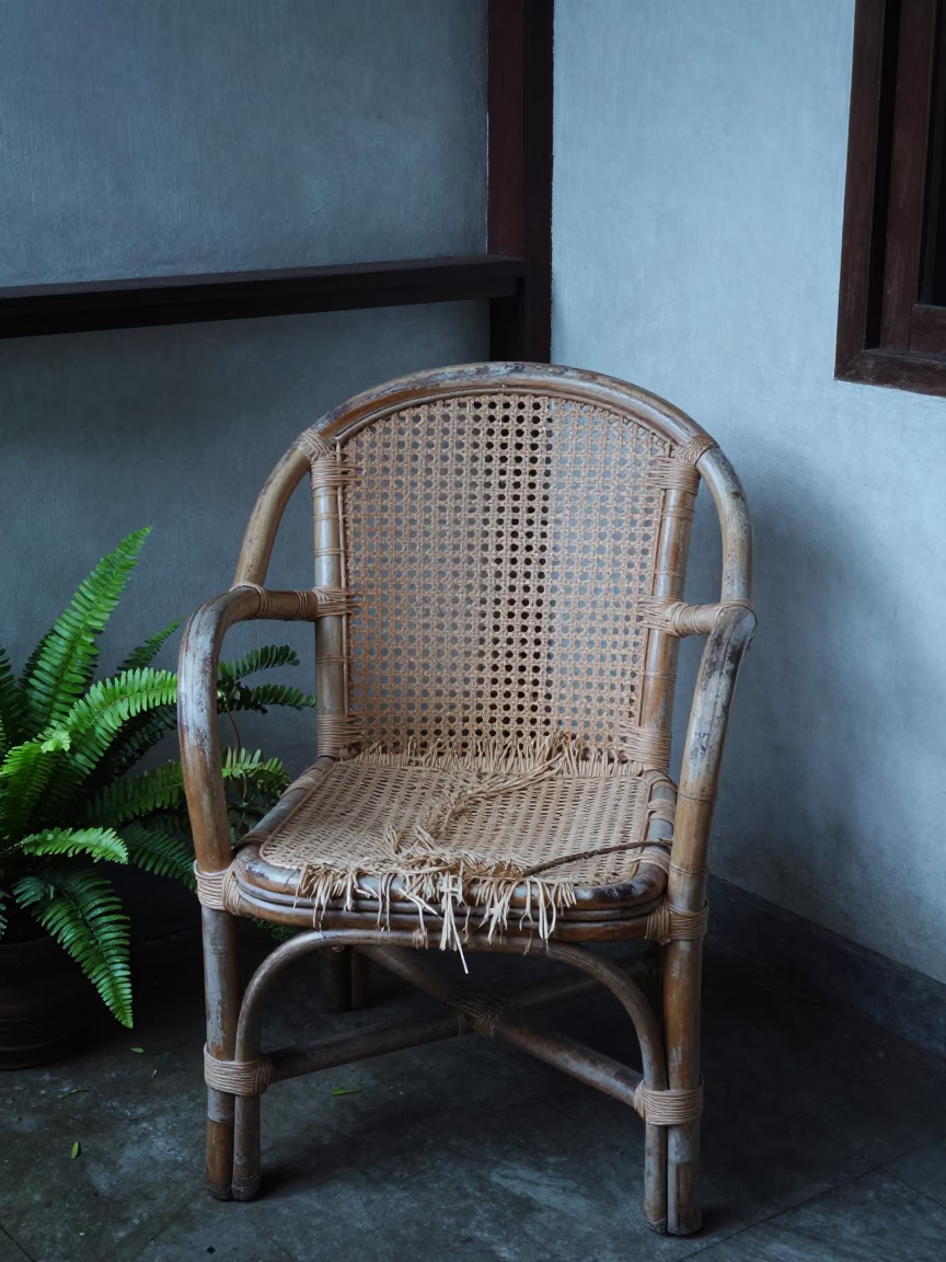 Yogyakarta Weathered Rattan Chair in in Yogyakarta, Indonesia