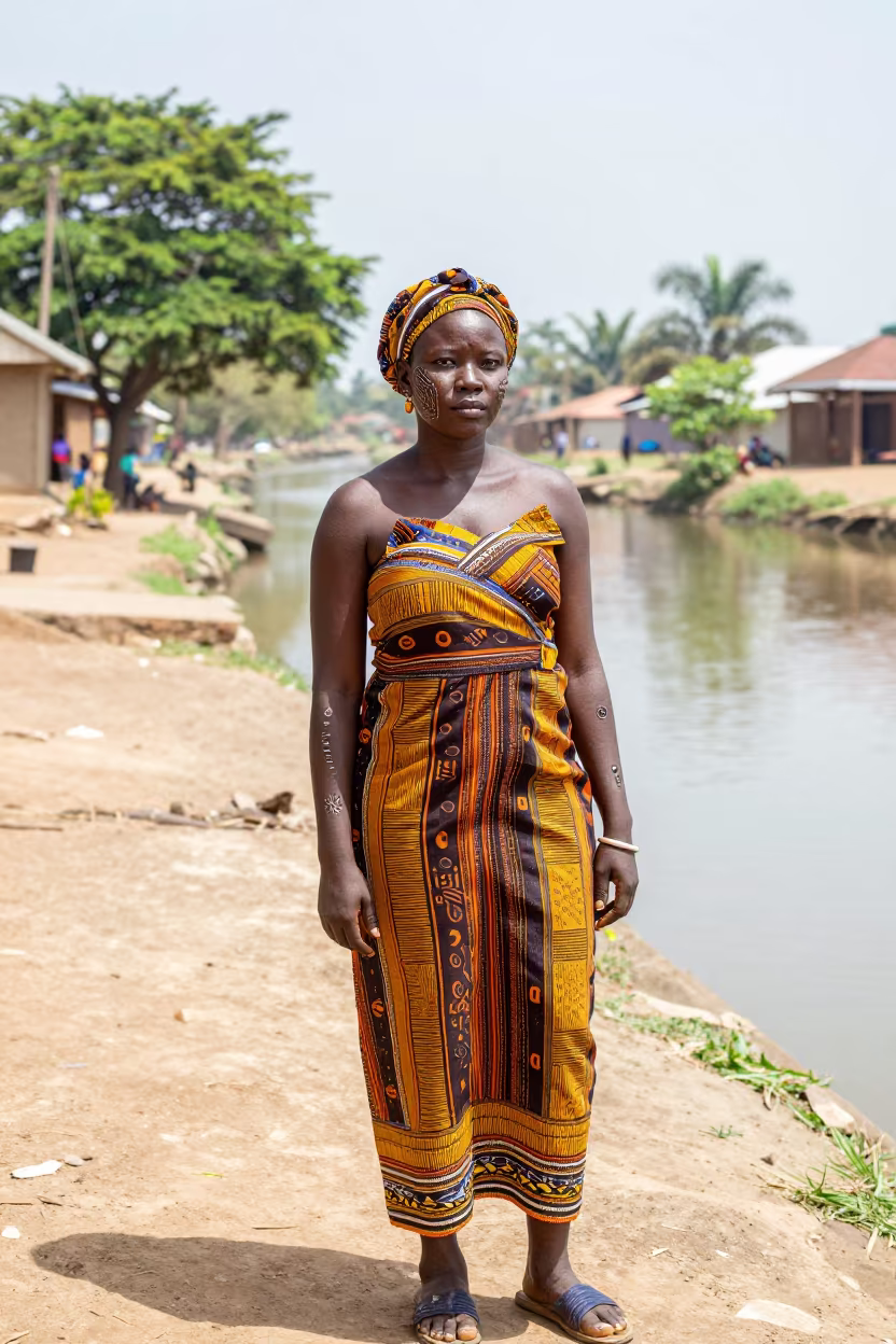 Yoruba Woman Canal Portrait Victoria in beside a canal in Victoria