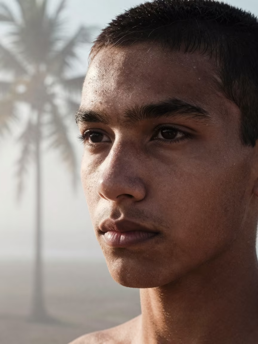 Young Acrobat Face Chalk Dust Margilan in in Margilan