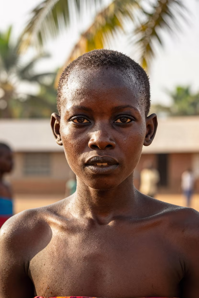 Young Dancer With Kohl Eyes In Late Afternoon Light in near Ouagadougou