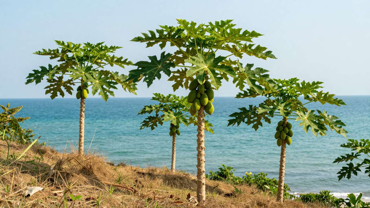 Young Papaya Trees in Phuket in in Phuket, Thailand