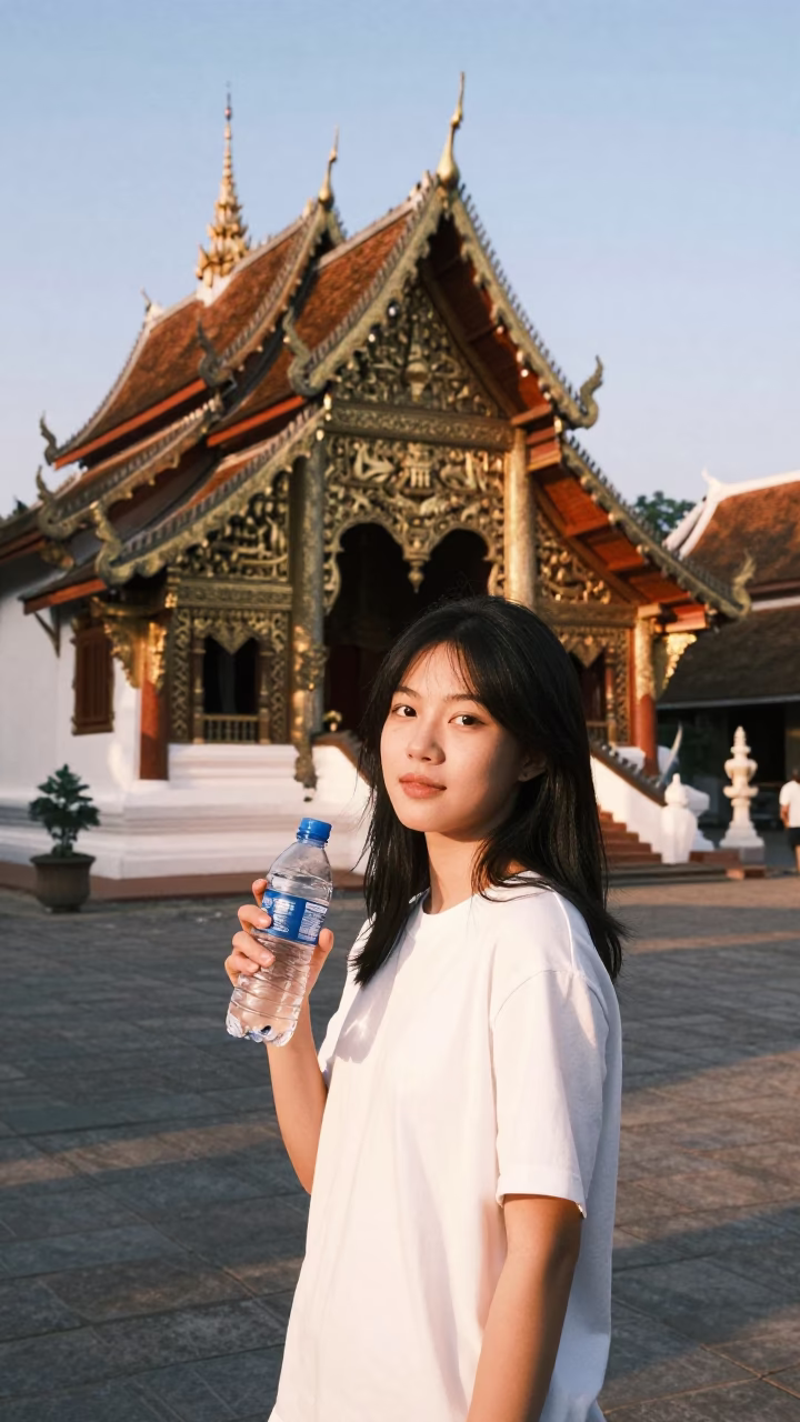 Young Woman in Chiang Mai at Golden Hour in in Chiang Mai, Thailand