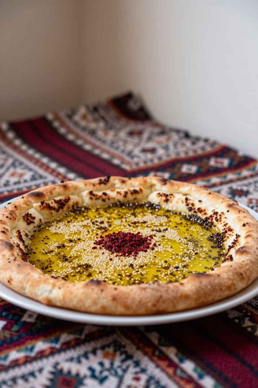 Zaatar Manakeesh on Autumn Picnic Blanket Amman in on a picnic blanket in Amman