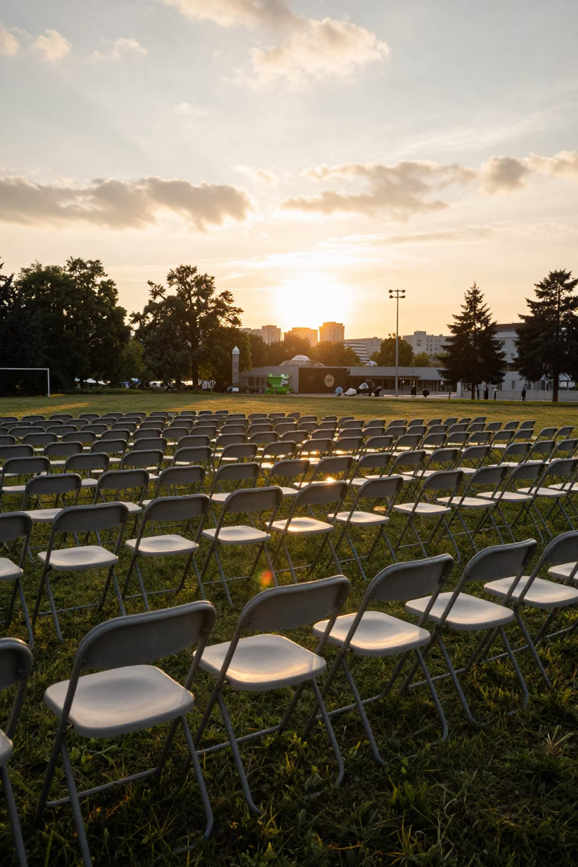Zagreb Graduation Lawn at Nautical Dawn in on a graduation lawn under folding chairs in Zagreb