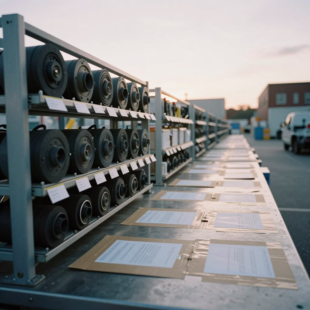 Zebra Print Heads on Rewind Rack in Boston Warehouse in at a fulfillment packing station in Beacon Hill, Boston