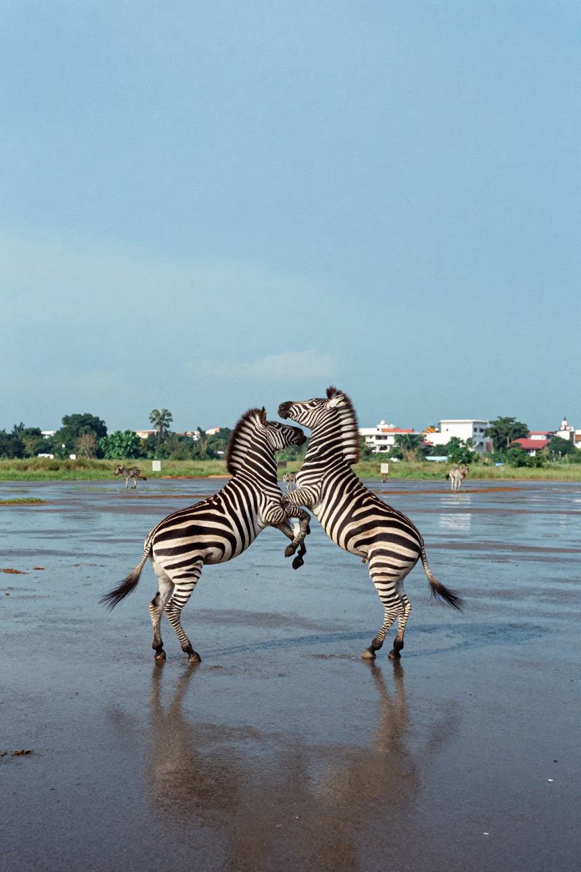 Zebra Stallion Kicks Rival on Ho Chi Minh Plain in near District 3, Ho Chi Minh City