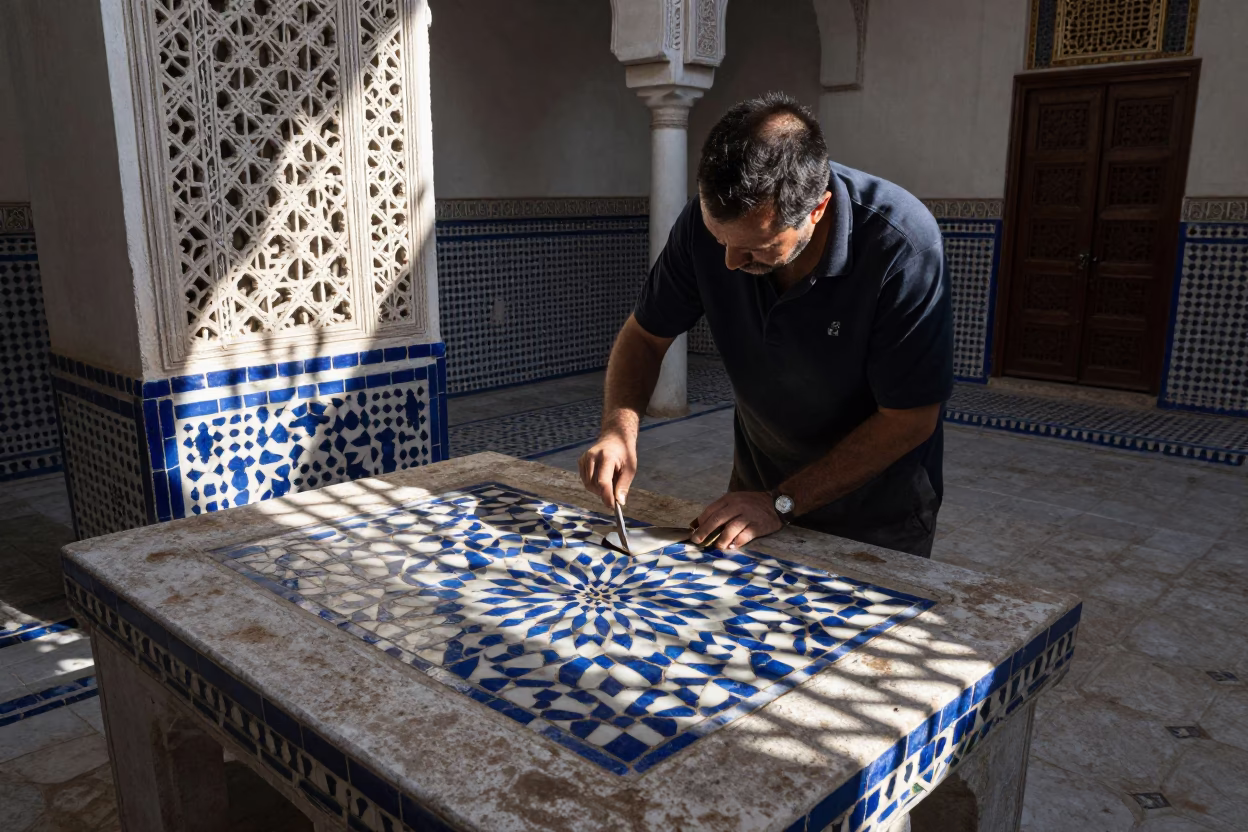 Zellij Tile in Fez in in Fez, Morocco