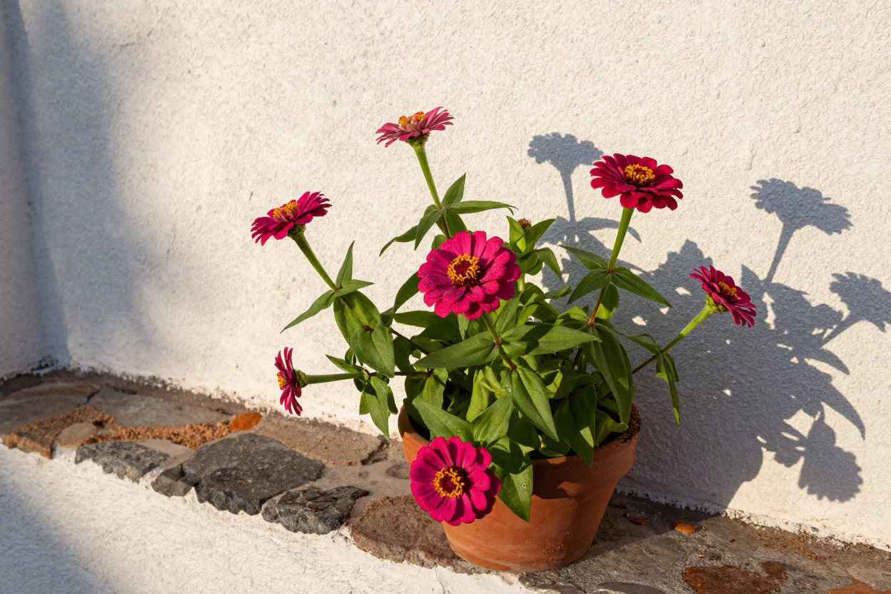 Zinnias in Cape Town in in Cape Town, South Africa