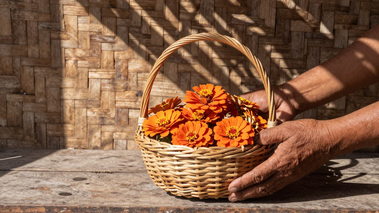 Zinnias in Denpasar at Afternoon Light in in Denpasar, Indonesia