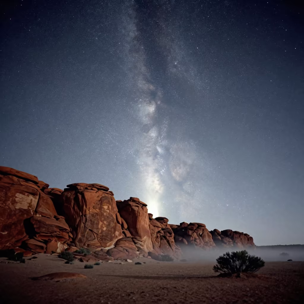 Zodiacal Light Above Desert Escarpment Dawn in beneath a wind-cut desert escarpment in Western Australia