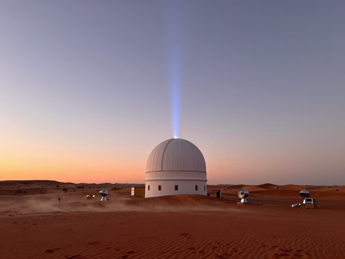 Zodiacal Light Over Desert Observatory Marrakech in near a weather balloon launch site in Kasbah, Marrakech