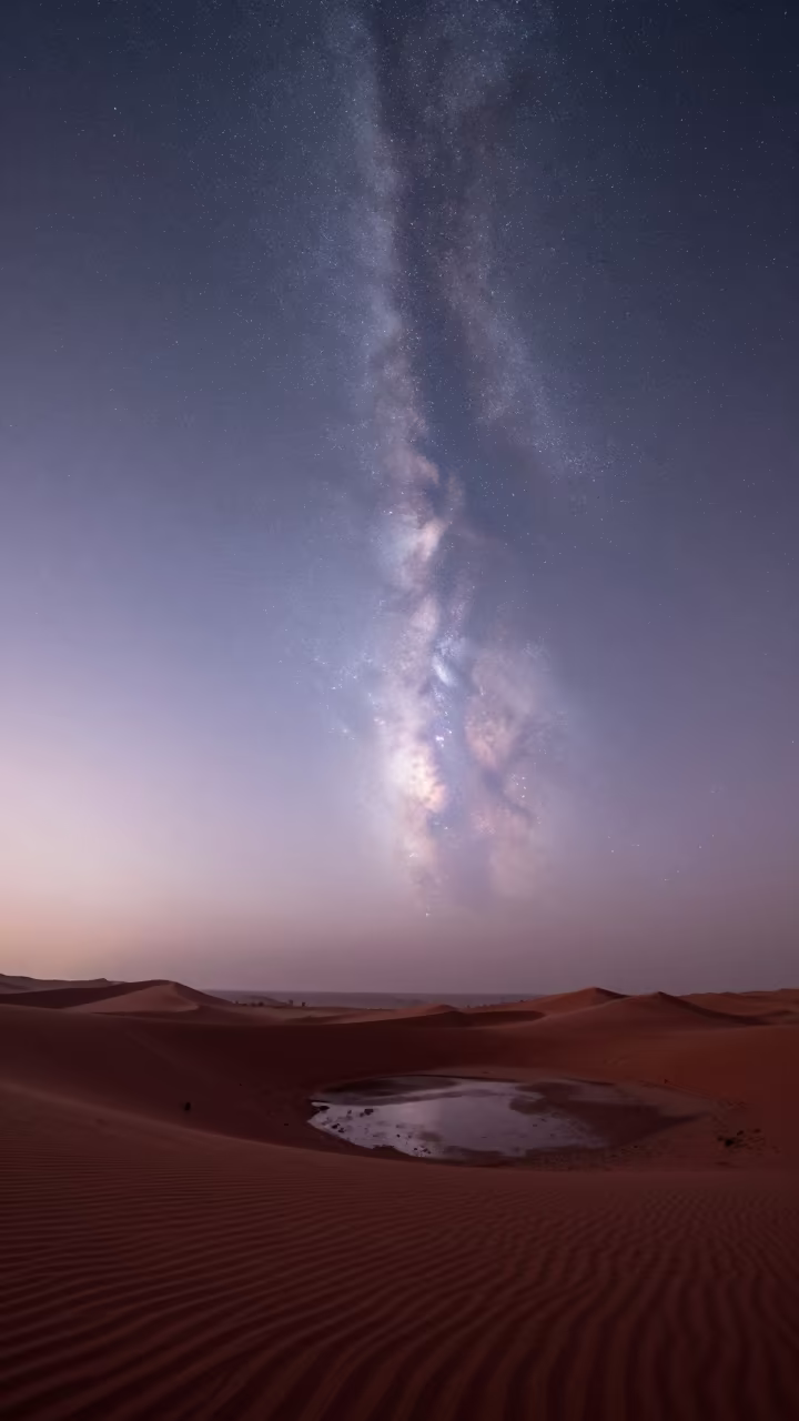 Zodiacal Light Pyramid Over Jeddah Desert Dawn in under a band of cold starlight near Jeddah