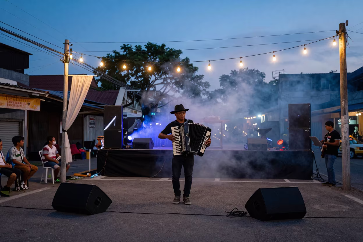 Zydeco Accordion Stomper at Iloilo Street Corner in at a street corner busking spot in Iloilo